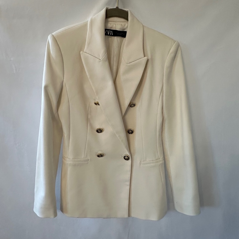 Zara Double Breasted Blazer - White